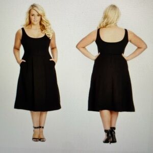 City Chic Classic Longline Knit Sleeveless Skater Black Dress, women’s plus 20
